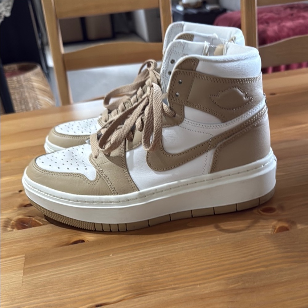 Nike Women's Beige and White High-Top Sneakers